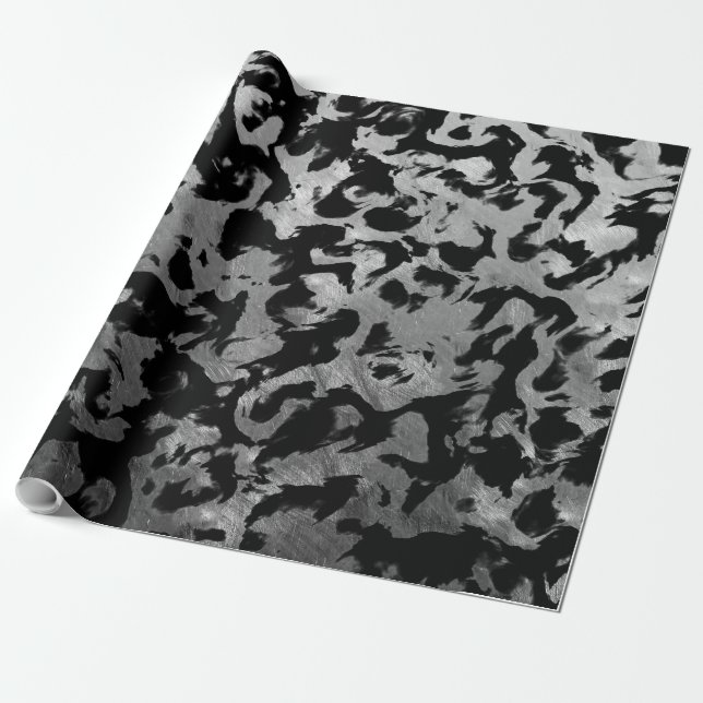 Abstract Magic - Silver Black Wrapping Paper (Unrolled)