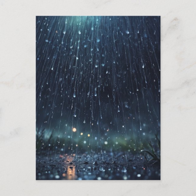 Abstract magical rain, universe, stars postcard (Front)