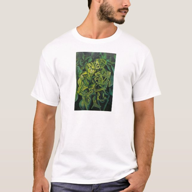 Abstract Man And Skeleton Geometric Art T-Shirt (Front)