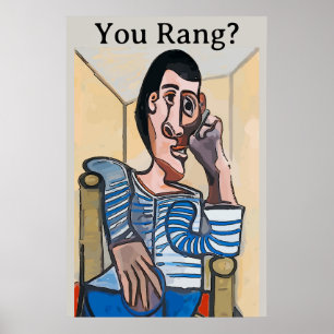 Abstract Man on Cell Phone, edit text Poster