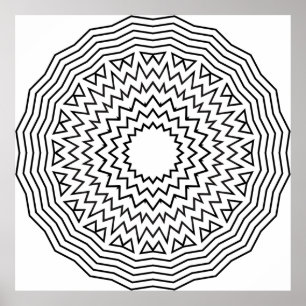 Abstract Mandala Coloring Page Zigzag Pattern Art Poster