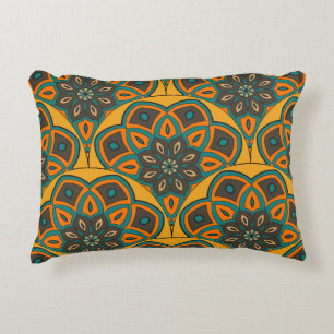 Abstract mandala fish scale seamless pattern. Orna Accent Pillow