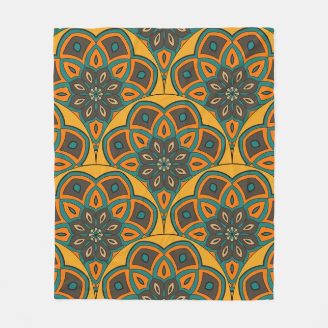 Abstract mandala fish scale seamless pattern. Orna Fleece Blanket (Front)