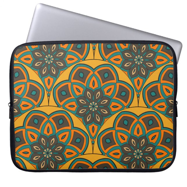 Abstract mandala fish scale seamless pattern. Orna Laptop Sleeve (Front)