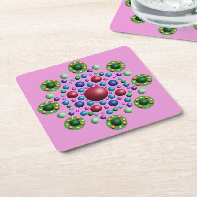 Abstract Mandala Flower Coaster (Angled)