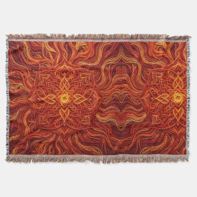 Abstract Mandala Red Thread Blankets (Front)