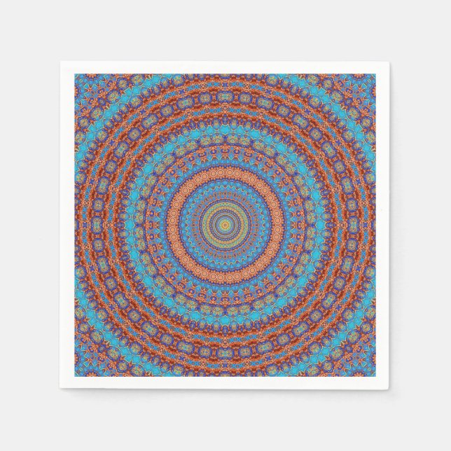 Abstract mandala round seamless pattern kaleidosco napkin (Front)