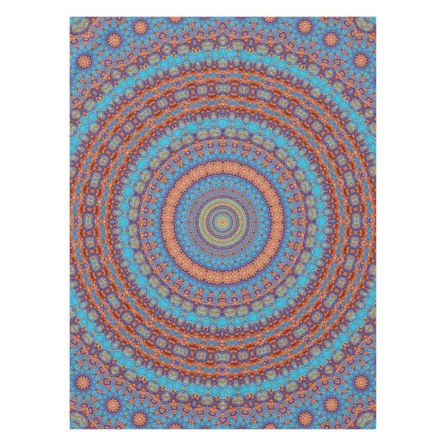 Abstract mandala round seamless pattern kaleidosco tablecloth (Front)