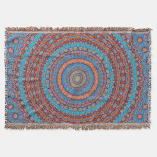 Abstract mandala round seamless pattern kaleidosco throw blanket