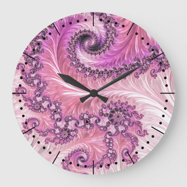 Abstract Mandelbrot fractal in luxurious pinks Large Clock (Front)