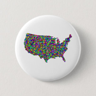 Abstract Map of America 2 Inch Round Button