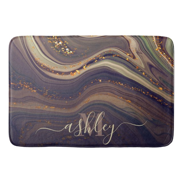 Abstract Marble and Glitter Bath Mat (Front)