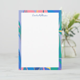 Abstract Marble Art in Bright Blue Personalized Card