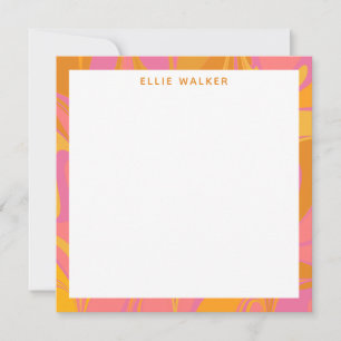 Abstract Marble Art in Bright Yellow and Pink Card