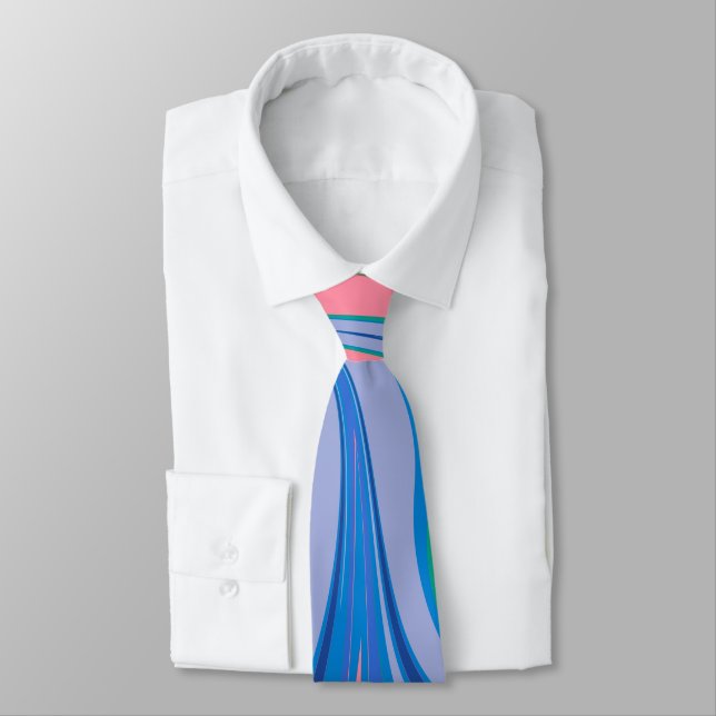 Abstract Marble Art in Colourful Bright Blue Tie (Tied)