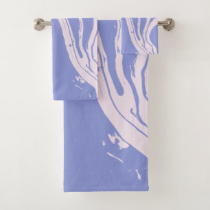 Abstract Marble Art in Lavender Purple and Pink Bath Towel Set