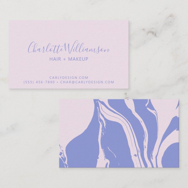 Abstract Marble Art in Lavender Purple and Pink  Business Card (Front/Back)