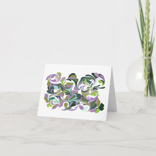 Abstract Marble Art Purple and Green Card (Front)