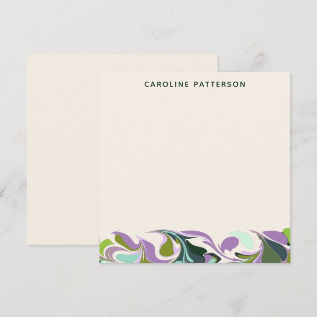 Abstract Marble Art Purple Green Personalized Card (Front/Back)