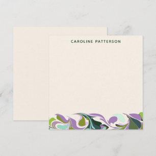 Abstract Marble Art Purple Green Personalized Card