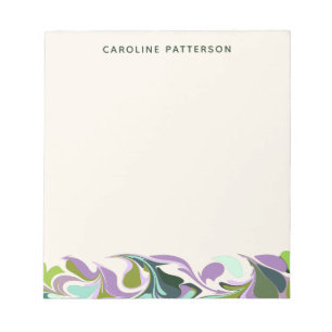Abstract Marble Art Purple Green Personalized Notepad