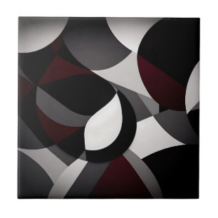 Abstract Marble Black White And Red Tile