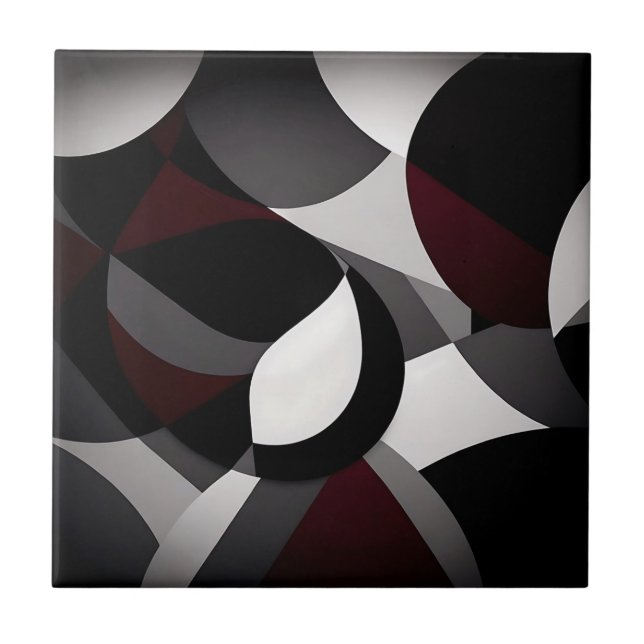 Abstract Marble  Black White And Red Tile (Front)