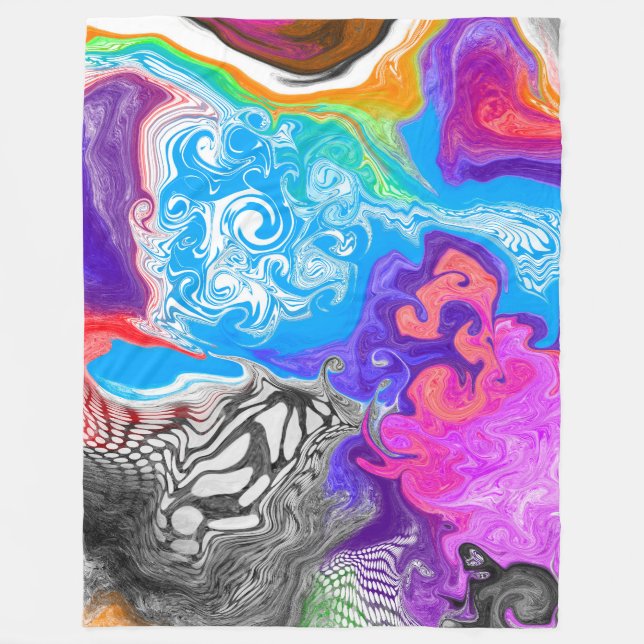 Abstract Marble Fluid Art Fleece Blanket (Front)