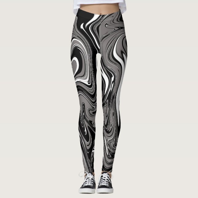 Abstract Marble illustration Black     Leggings (Front)