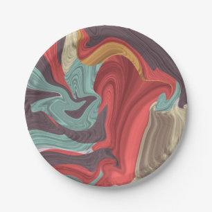 Abstract Marble illustration Colourful     Paper Plate