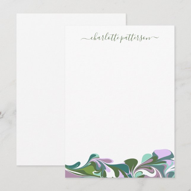 Abstract Marble in Purple and Green Personalized  Card (Front/Back)