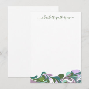 Abstract Marble in Purple and Green Personalized  Card