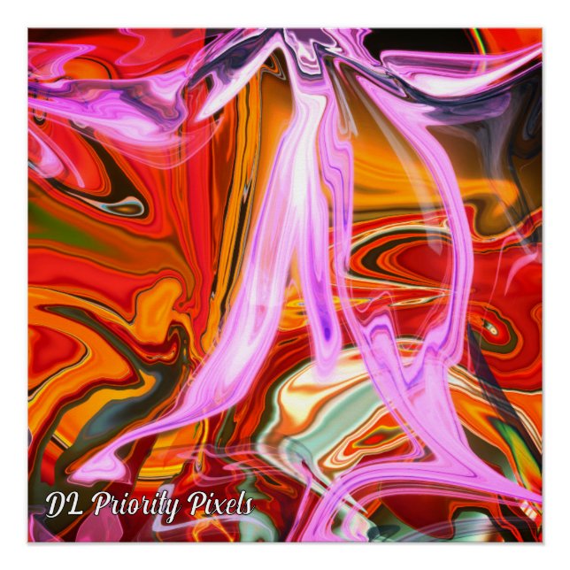 Abstract Marble  Liquified Colorful Glossy Poster (Front)