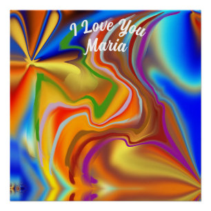 Abstract Marble Liquified Colourful Glossy Poster