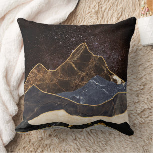 Abstract Marble Mountains Under Starry Sky Throw Pillow
