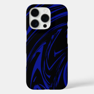 Abstract Marble Pattern Design in Black and Blue iPhone 16 Pro Case
