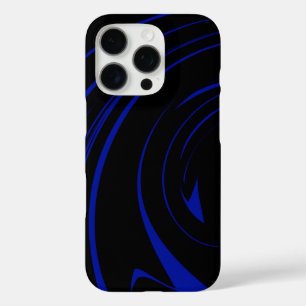 Abstract Marble Pattern Design in Black and Blue iPhone 16 Pro Case