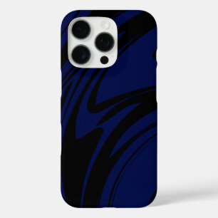 Abstract Marble Pattern Design in Black and Blue iPhone 16 Pro Case