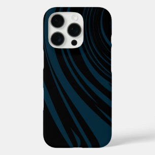 Abstract Marble Pattern in Black and Teal iPhone 16 Pro Case