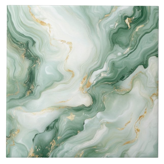 Abstract Marble Sage Green Tile (Front)