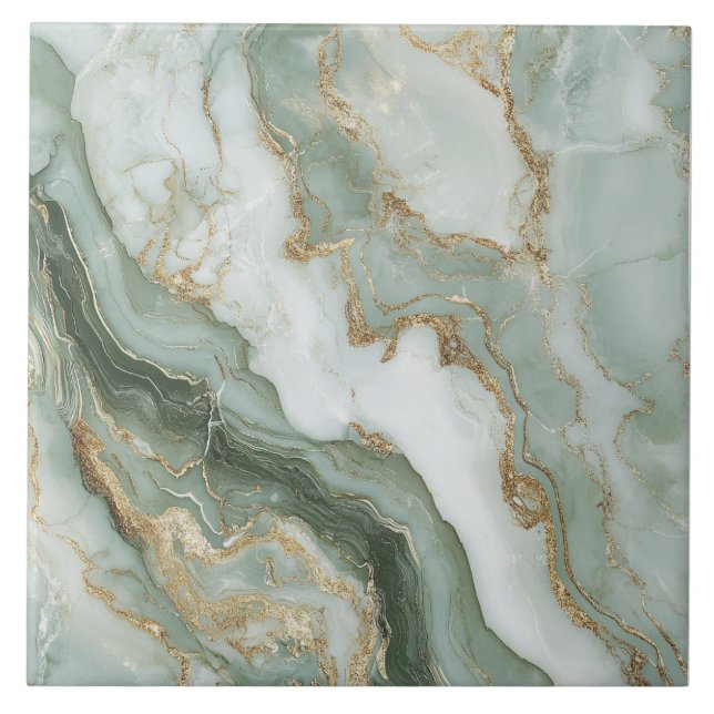 Abstract Marble Sage Green Tile (Front)