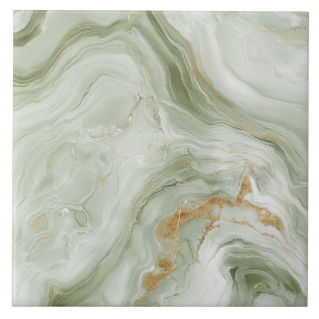 Abstract Marble Sage Green Tile (Front)
