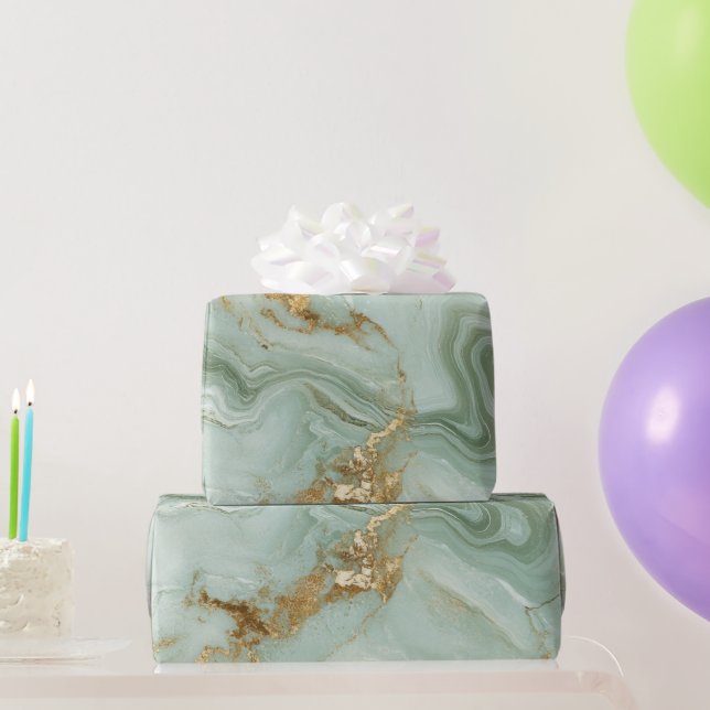 Abstract Marble Sage Green Wrapping Paper (Party Gifts)