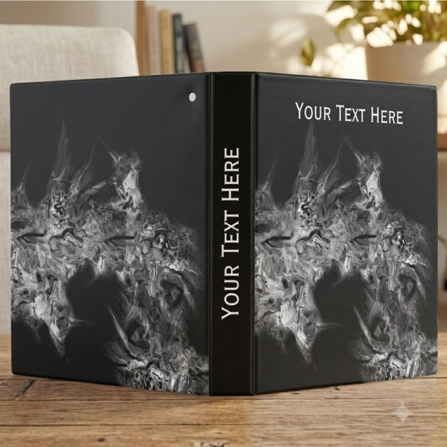 Abstract Marble Smoke Grey Binder (Modern abstract smoke 3-ring binder for a student or professional's home office organization.)