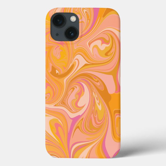 Abstract Marble Swirl Art in Yellow and Pink Case-Mate iPhone Case (Back)