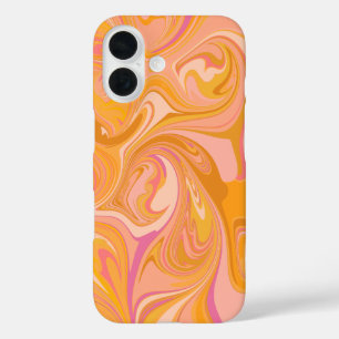 Abstract Marble Swirl Art in Yellow iPhone 16 Case