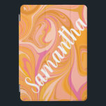Abstract Marble Swirl Art in Yellow iPad Pro Cover<br><div class="desc">Protect your tablet in style with this colourful abstract marble artwork in yellow,  orange,  and blush pink,  personalized with your name.</div>