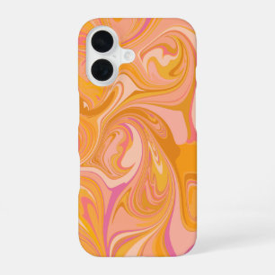 Abstract Marble Swirl Art in Yellow iPhone 16 Case