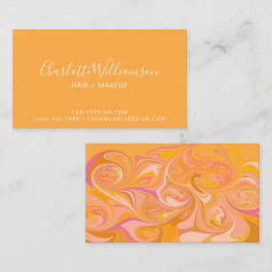 Abstract Marble Swirl Art in Yellow Pink Business Card