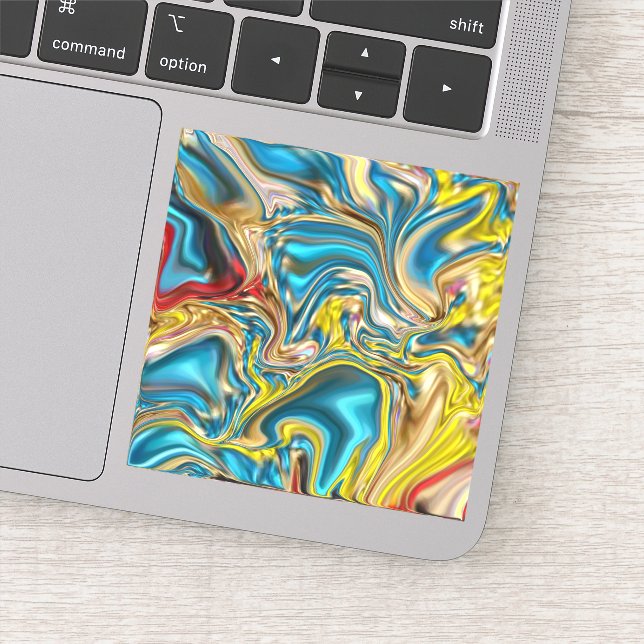 abstract marble swirls yellow teal turquoise blue (Detail)